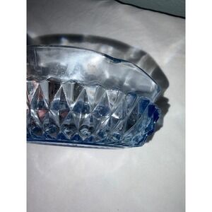 Indiana Glass Blue Diamond Point Shallow Bowl 5.5" Translucent